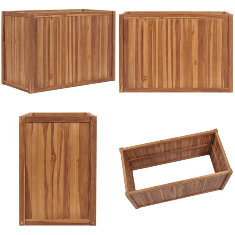 Letto Rialzato 100x50x70 cm in Legno Massello di Teak - Fioriera in teak - Letto da giardino