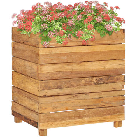 Letto Rialzato 50x40x55 cm Legno di Teak di Recupero e Acciaio