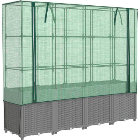 Letto Rialzato con Copertura Serra Effetto Rattan 160x40x153 cm vidaXL