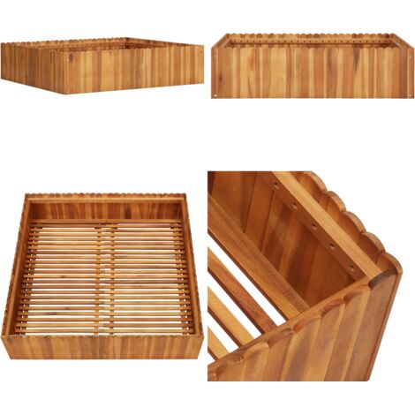 Letto Rialzato da Giardino 100x100x25 cm in Massello di Acacia - Fioriera in legno - Letto rialzato
