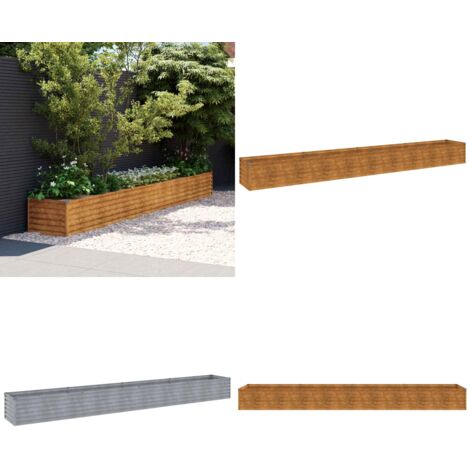 Letto Rialzato da Giardino 386x50x36 cm Acciaio Corten - Fioriera da giardino - Aiuola in acciaio corten