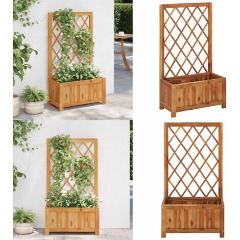 Letto Rialzato da Giardino con Graticcio in Massello di Acacia - Letto rialzato - Graticcio in legno