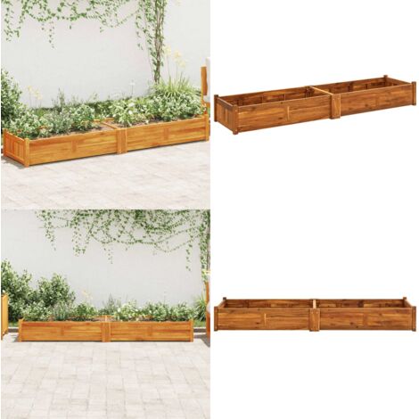 Letto Rialzato da Giardino in Legno di Acacia 200x50x25 cm - Letto in legno - Fioriera in legno