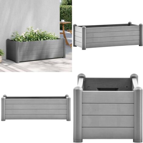Letto Rialzato da Giardino in PP Grigio Pietra 100x43x35 cm - Fioriera da giardino - Letto per piante