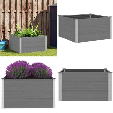 Letto Rialzato da Giardino in WPC 100x100x54 cm Grigio - Fioriera - Giardino