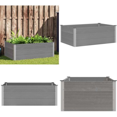 Letto Rialzato da Giardino in WPC 150x100x54 cm Grigio - Fioriera - Giardino