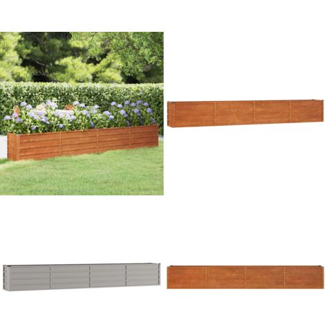 Letto Rialzato da Giardino Ruggine 320x40x45 cm Acciaio Corten - Letto rialzato - Acciaio corten