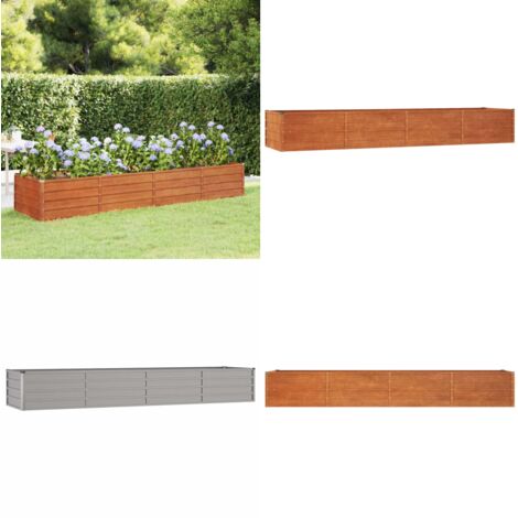 Letto Rialzato da Giardino Ruggine 320x80x45 cm Acciaio Corten - Letto rialzato - Acciaio corten