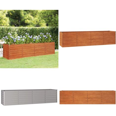 Letto Rialzato da Giardino Ruggine 320x80x77 cm Acciaio Corten - Letto rialzato - Acciaio corten