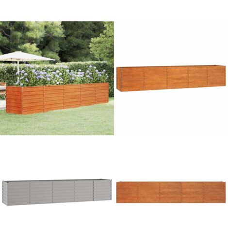 Letto Rialzato da Giardino Ruggine 400x80x77 cm Acciaio Corten - Letto rialzato - Acciaio corten