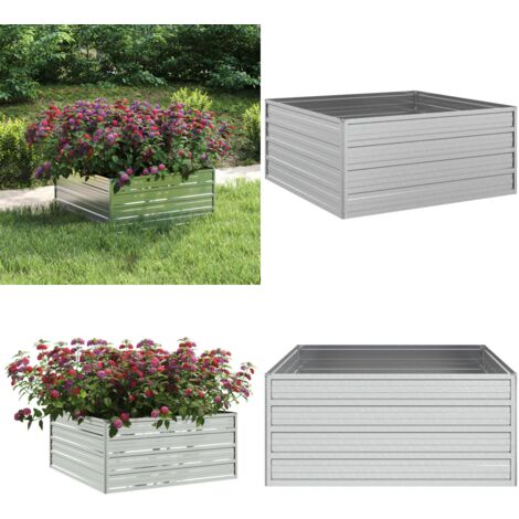Letto Rialzato Giardino 100x100x45cm in Acciaio Zincato Argento - Letto rialzato - Fioriera