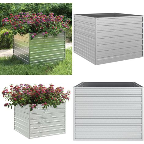 Letto Rialzato Giardino 100x100x77cm in Acciaio Zincato Argento - Letto da giardino - Fioriera
