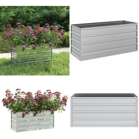 Letto Rialzato Giardino 100x40x45 cm in Acciaio Zincato Argento - Letto da giardino - Letto in acciaio zincato