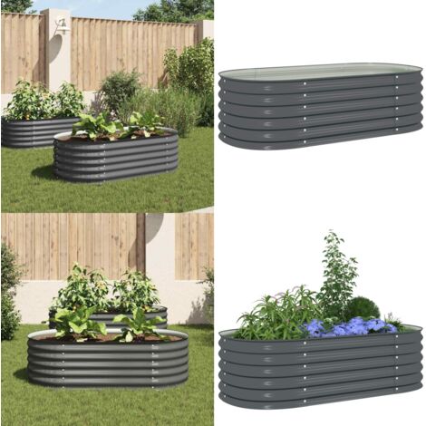 Letto Rialzato Giardino 160x80x44 cm in Acciaio Zincato Grigio - Letto rialzato - Fioriera
