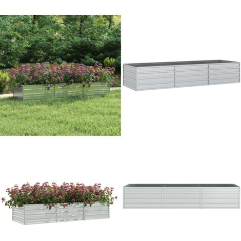 Letto Rialzato Giardino 240x80x45 cm in Acciaio Zincato Argento - Letto da giardino - Letto in acciaio zincato
