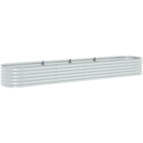 Letto Rialzato Giardino 400x80x44 cm in Acciaio Zincato Argento vidaXL
