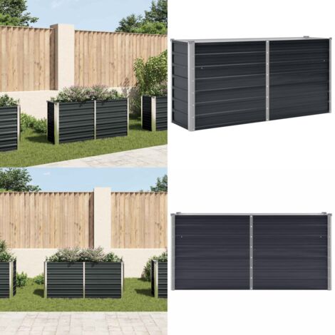 Letto Rialzato Giardino Antracite 160x40x77 cm Acciaio Zincato - Fioriera da giardino - Letto rialzato
