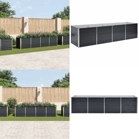 Letto Rialzato Giardino Antracite 320x80x77 cm Acciaio Zincato - Orto giardino - Orto moderno