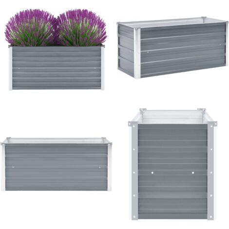 Letto Rialzato Giardino in Acciaio Zincato 100x40x45 cm Grigio - Letto da giardino - Fioriera