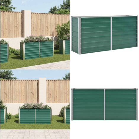 Letto Rialzato Giardino in Acciaio Zincato 160x40x77 cm Verde - Fioriera in acciaio zincato - Letto da giardino