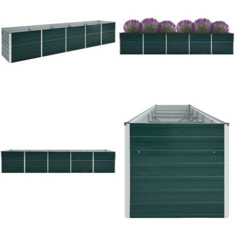Letto Rialzato in Acciaio Zincato 400x80x45 cm Verde - Fioriera - Piante