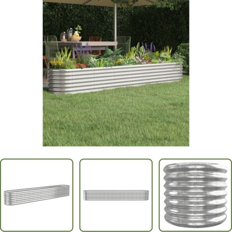 Letto rialzato -  Letto Giardino Acciaio Zincato 260x40x36cm Argento