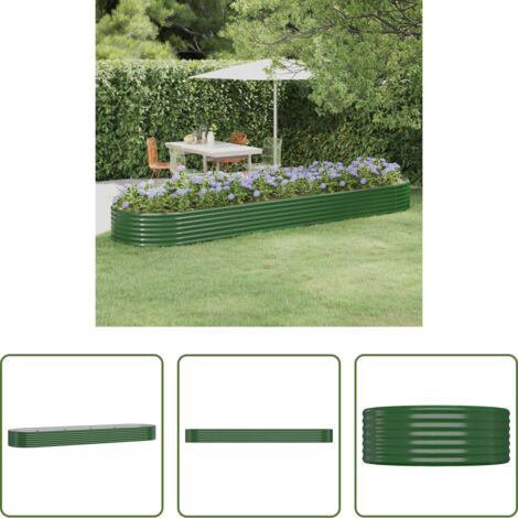 Letto rialzato -  Letto Giardino Acciaio Zincato 396x100x36 cm Verde