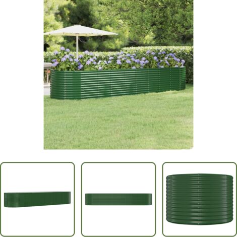 Letto rialzato -  Letto Giardino Acciaio Zincato 396x100x68 cm Verde