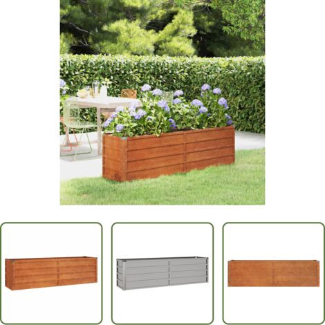 Letto rialzato -  Letto Rialzato da Giardino Ruggine 160x40x45 cm Acciaio Corten