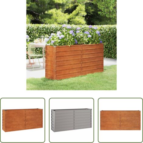 Letto rialzato -  Letto Rialzato da Giardino Ruggine 160x40x77 cm Acciaio Corten
