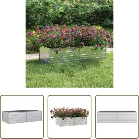 Letto rialzato -  Letto Rialzato Giardino 160x80x45 cm in Acciaio Zincato Argento