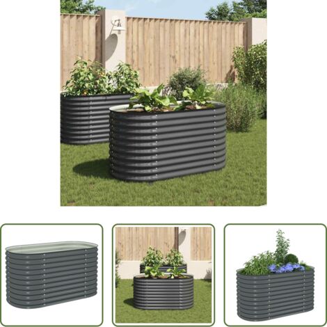 Letto rialzato -  Letto Rialzato Giardino 160x80x81 cm in Acciaio Zincato Grigio