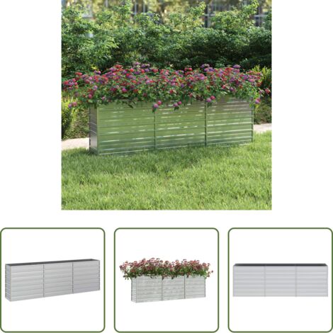 Letto rialzato -  Letto Rialzato Giardino 240x40x77 cm in Acciaio Zincato Argento
