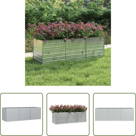 Letto rialzato -  Letto Rialzato Giardino 240x80x77 cm in Acciaio Zincato Argento