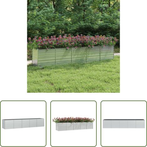 Letto rialzato -  Letto Rialzato Giardino 400x80x77 cm in Acciaio Zincato Argento
