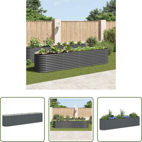 Letto rialzato -  Letto Rialzato Giardino 400x80x81 cm in Acciaio Zincato Grigio