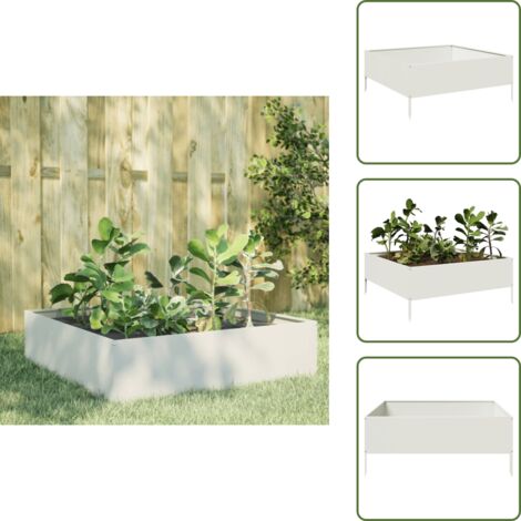 Letto rialzato - vidaXL Fioriera Rialzata da Giardino Bianca 100x100x25 cm in Acciaio - Fioriera per piante