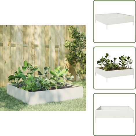 Letto rialzato - vidaXL Fioriera Rialzata da Giardino Bianca 100x100x33,5 cm in Acciaio - Fioriera per piante