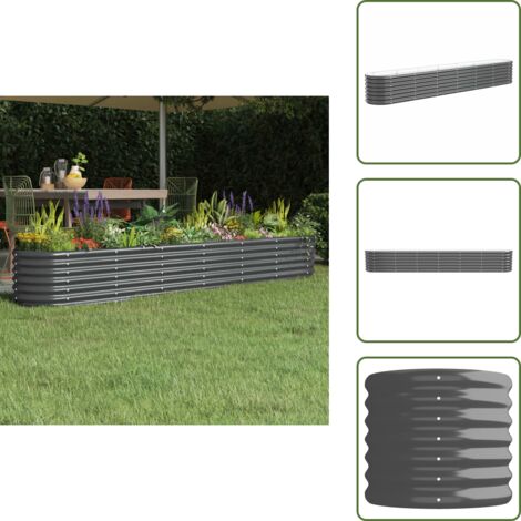 Letto rialzato - vidaXL Letto da Giardino in Acciaio Zincato 260x40x36 cm Antracite - Fioriera in acciaio zincato