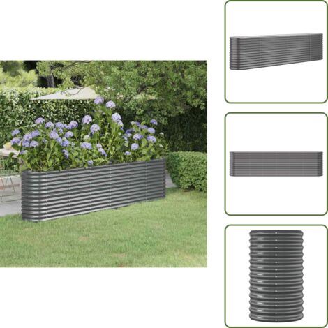 Letto rialzato - vidaXL Letto da Giardino in Acciaio Zincato 260x40x68 cm Antracite - Fioriera in acciaio zincato