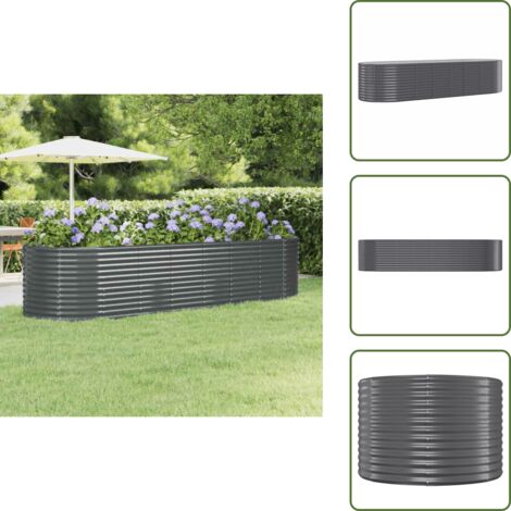 Letto rialzato - vidaXL Letto da Giardino in Acciaio Zincato 322x100x68 cm Antracite - Fioriera in acciaio zincato