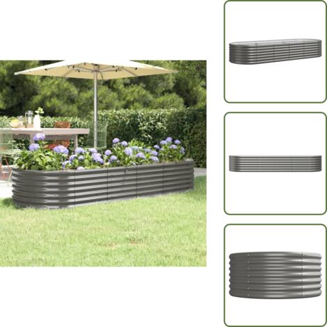 Letto rialzato - vidaXL Letto Giardino Acciaio Zincato 224x80x36 cm Grigio - Fioriera in acciaio zincato