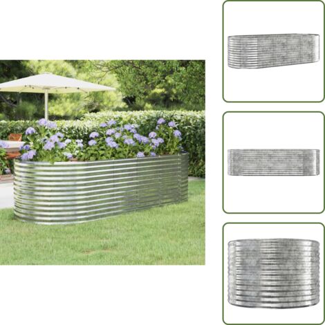 Letto rialzato - vidaXL Letto Giardino Acciaio Zincato 249x100x68 cm Argento - Fioriera in acciaio zincato