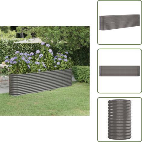 Letto rialzato - vidaXL Letto Giardino Acciaio Zincato 260x40x68 cm Grigio - Fioriera in acciaio zincato
