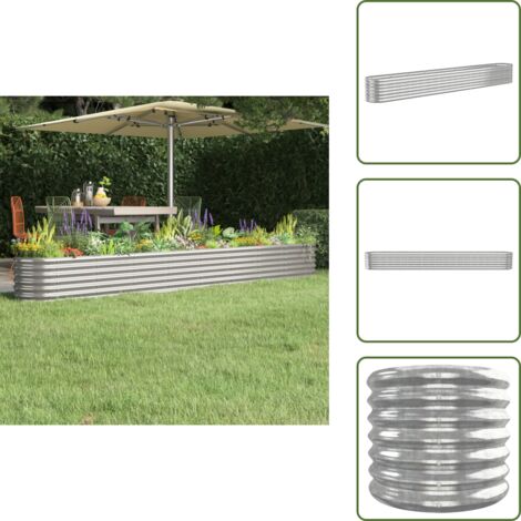 Letto rialzato - vidaXL Letto Giardino Acciaio Zincato 332x40x36cm Argento - Fioriera in acciaio