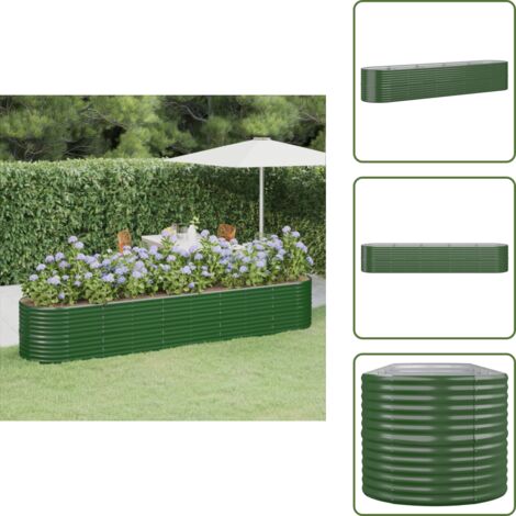 Letto rialzato - vidaXL Letto Giardino Acciaio Zincato 368x80x68 cm Verde - Fioriera in acciaio zincato