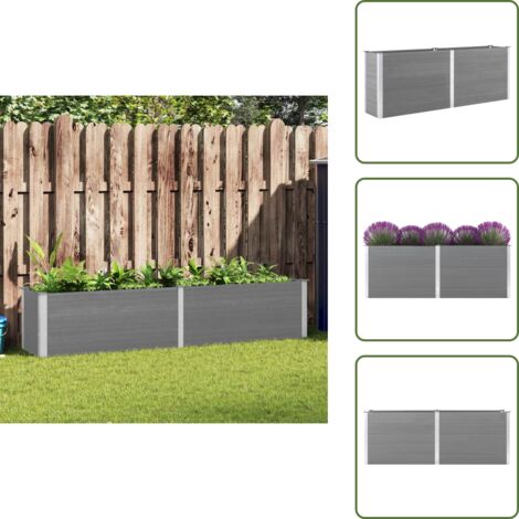 Letto rialzato - vidaXL Letto Rialzato da Giardino 250x50x91 cm in WPC Grigio - Fioriera esterna