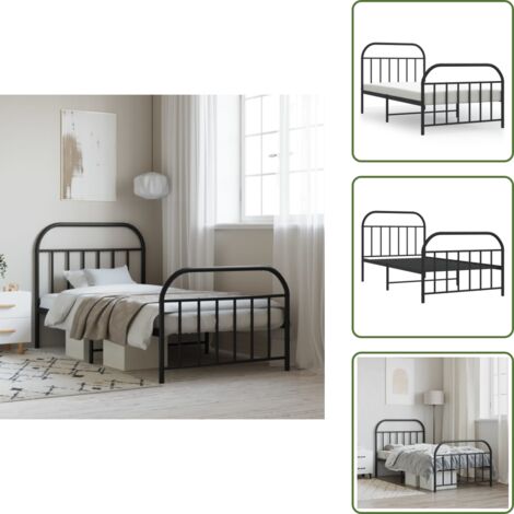 Letto robusto - vidaXL Giroletto con Testiera e Pediera Metallo Nero 107x203 cm - Letto in acciaio
