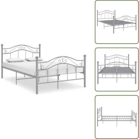 Letto robusto - vidaXL Giroletto Grigio in Metallo 120x200 cm - Letto con supporto