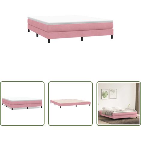 Letto rosa -  Giroletto a Molle senza Materasso Rosa 180x210 cm in Velluto